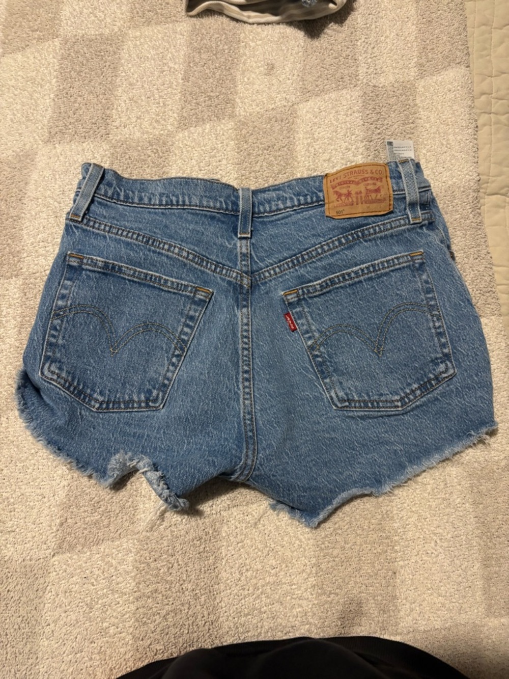 Levi's Blue Denim Cutoff Shorts with Frayed Hem